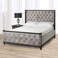 Featuring a padded headboard with nailhead trim, welcoming low profile footboard, and block feet, it makes a beautiful focal point in your room. Swire King Upholstered Bed Gray Costco