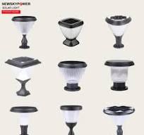 Aluminum LED Fixture with Pillar Base Solar Post-Top Light for Garden Fence  Walkway Lighting Decor