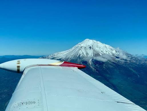 Mt Shasta view from airplane window