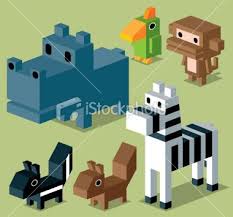 A Set Of Cubic Animal Zip Contains Ai Pdf And Hi Res Jpeg Format Pixel Art Vector Art Illustration Brick Art