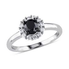 1 Ct T W Enhanced Black And White Diamond Frame Engagement Ring In 10k White Gold Zales Platinum Diamond Wedding Ring Black Diamond Ring Engagement Rings Affordable