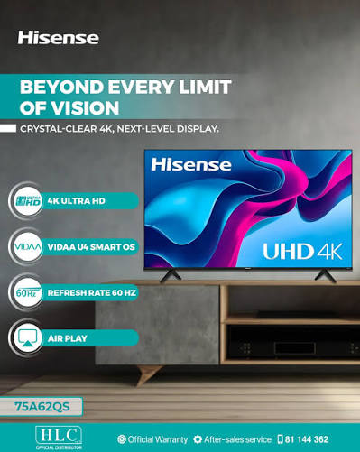 Immersive Viewing, Redefined🖥 The Hisense 75A62QS brings stunning 4K UHD clarity and vivid colors straight into your living room. With its sleek frameless design, it transforms everyday entertainment into a cinematic experience