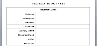 Sie war eine hausgeburt und das jüngste von 6 geschwistern. Vorlage Download Demenz Biografiebogen Word Biografie Demenz Vorlagen