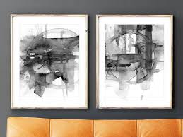 Black And White Framed Art Set Of 2 Black And White Prints Set Of 2 Printable Wall Art Abstract Etsy Monochrome Art Artwork Painting Black And White Prints