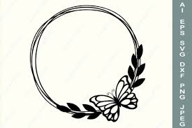 Download Butterfly Wreath Svg Circle Frame Svg Graphic By Anastasiyaartdesign Creative Fabrica SVG Cut Files