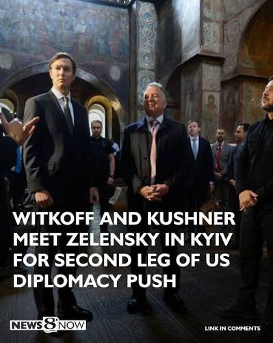 US envoy Steve Witkoff and President Donald Trumps son-in-law Jared Kushner  are in Kyiv for talks with Ukrainian officials after concluding intensive  meetings with Russian President Vladimir Putin in Moscow, as Washington