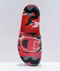 Champion Ipo Camo Scarlet Silver Black Slide Sandals Zumiez Whether you're heading to the pool or just chilling, these stylish slides will make sure you're drawing attention from onlookers.