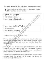 Complete your quiz offer with 100% accuracy and get credited. 2 Truths And A Lie Esl Worksheet By Sydonne