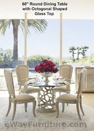 It has 6 seating capacity. Round Dining Table Set In Pearl With Octagonal Glass Top