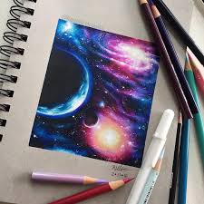 This is how you draw a portrait in pencil, the easy way. Hello Everyone Here S This Space Galaxy Drawing I Saw This Cool Picture On Pinterest So I Wanted To Draw Galaxy Drawings Galaxy Drawing Prismacolor Art