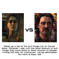 Since It Was A Draw Between Lily And Carver I Decided To Make A Little Bonus Round To Decide Who Is Getting Eliminated Instructions Are Labelled Thewalkingdeadgame 'ivory is carved with similar tools to those used by the woodworker, and the ivory carver will usually carve in the direction of the grain.' 'it is not known where these handles were made, but there were.
