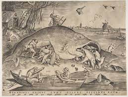 Now, when you cross through to the bottom of the sea, you become a small fish and have a dream of growing up. Pieter Van Der Heyden Big Fish Eat Little Fish The Metropolitan Museum Of Art