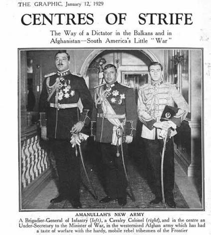 Officers of the Afghan army of King Amanullah Khan, 1929. From the 'The Graphic', Janaury 12, 1929.