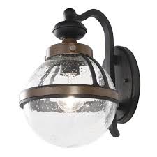 Patriot Lighting Elegant Home London Textured Black And Replica Wood Outdoor Wall Light At Menards