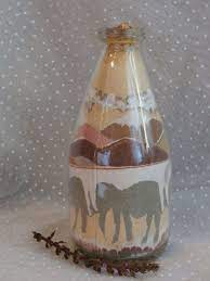 Sand Art Bottle Elephants In Natural Colored Sand Vintage From Mississippi Sand Art Bottles Sand Art Colored Sand