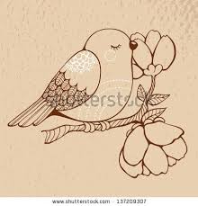 Bird Sitting On Tree Branch Drawing Cute Bird Sitting On A Branch Of Tree By Dumbgrep Via Shutterstock Flower Sketches Cute Art Art Images