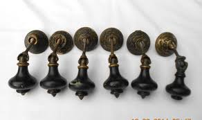 6 Antique Victorian Eastlake Brass Wood Tear Drop Dresser Drawer Pulls Chest Drawer Pulls Vintage Drawer Pulls Brass Wood