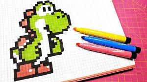 Pixel Art Hecho A Mano Como Dibujar A Yoshi Dibujos En Cuadricula Como Dibujar A Yoshi Como Dibujar Cosas