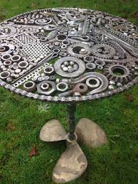 Table My Boyfriend Welded Together Metal Garden Art Recycled Metal Art Metal Yard Art