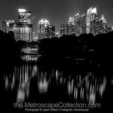 Atlanta Skyline Art Black And White Black And White Picture Of The Midtown Atlanta Skyline From Piedmont Park In Atlanta Framed And Ready Atlanta Skyline White Canvas Art Cityscape Photography