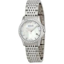 ساعات ألماس جوتشي جي تايم لس 42 ألماسة 0 25 قيراط سويسرية مينا لؤلؤية بيضاء للسيدات Womens Watches Luxury Timeless Watches Gucci Watch