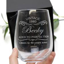 Stemless wine glasses can be divisive: Engraved Birthday Stemless Wine Glass Tumbler 500ml Gift