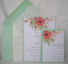 Wedding Invitation Coral Peach Mint Green Rustic Lace Handpainted Floral Wreath Vintage W Coral Wedding Invitations Free Wedding Templates Wedding Invitations
