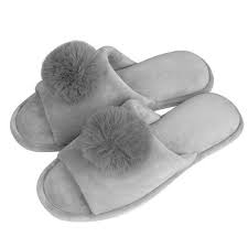 Women S Open Toe Coral Velvet Spa House Slippers Fuzzy Slides With Anti Slip Sole Grey Cn184aee30g Latest Womens Shoes Footwear Design Women Discount Womens Shoes