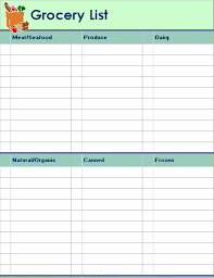Grocery List With Categories 2 Per Page