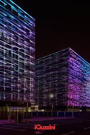 Dynamic And Coloured Lighting For Matrix Office Park In Zagreb A Lighting Project By Skira Lighti Light Architecture Facade Lighting Facade Light