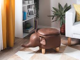 Check spelling or type a new query. Faux Leather Storage Animal Stool Brown Elephant Beliani No