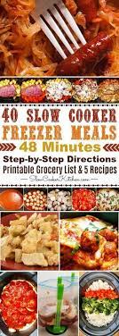 Easy Crock Pot Freezer Meals 1 Week In 48 Min Slowcookerkitchen Com Slow Cooker Freezer Meals Freezer Crockpot Meals Crockpot Recipes Easy