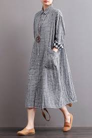 Linen Plaid Casual Loose Shirt Dress Winter Long Shirt For Women Q7810 Loose Shirt Dress Sewing Clothes Women Long Shirt Dress