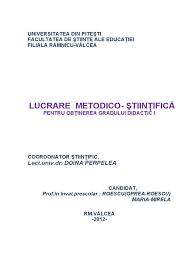 Lucrare grad ioana bistriceanu (cojocariu). 0 Lucrare Grad I
