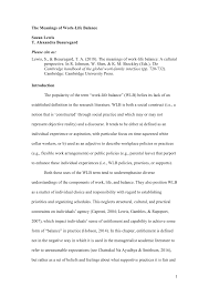 Pdf The Meanings Of Work Life Balance
