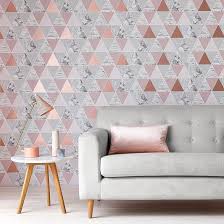 Rose Gold Reflections Wallpaper The Graham Brown Wallpaper Of The Year 2017 Living Room Grey Geometric Wallpaper Home Gold Home Decor