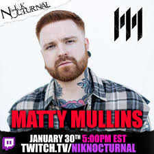 Stoked to announce that Thursday at 5PM I'll be joined with Matty Mullins  of Memphis May Fire live