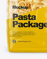 Tagliatelle Pasta Mockup Front View In Bag Sack Mockups On Yellow Images Object Mockups