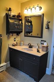 Using burlap for the curtains (if you have a window) makes for a wonderful natural touch to the décor, and the golden vanity, made with chalk paint, lets the room pop a bit more. Rcyb45 Ideas Here Rustic Country Yellow Bathroom Collection 4904