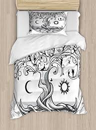 Black And White Moon Duvet Cover Set Lunarable Sun And Moon Twin Size Duvet Cover Set Ancient Symbol Of Life Tree With Swirling Branches And Angels Deco Duvet Cover Sets Bedding Set Duvet Covers