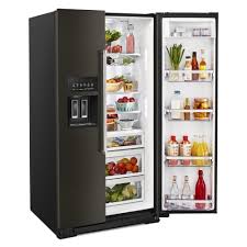 Elegantly preserve ingredients, leftovers and more with a modern black stainless refrigerator. Kitchenaid 24 8 Cu Ft Side By Side Refrigerator At Menards