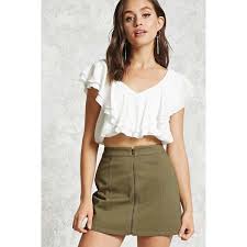 Forever21 Zip Front Denim Mini Skirt 13 Via Polyvore Featuring Skirts Mini Skirts Olive White A Line Skirt Short Mini Skirts Womens Maxi Skirts Clothes