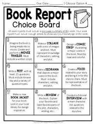 Book Report Choice Board Menu Book Report Template For Any Book In 2020 Book Report Reading Classroom School Reading