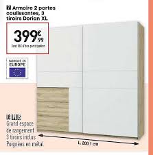 Notice montage armoire porte coulissante conforama luxe armoire. Offre Armoire 2 Portes Coulissantes 3 Tiroirs Dorian Xl Chez Conforama