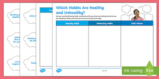 Children can keep track of their progress with stickers or checks! Which Habits Are Healthy And Unhealthy Worksheet