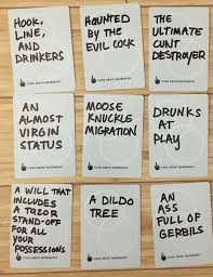 Each round, one player asks the group a question from a black card, and then everyone answers it with their funniest white card. 56 Cards Against Humanity Ideas Cards Against Humanity Cards Of Humanity Diy Cards Against Humanity