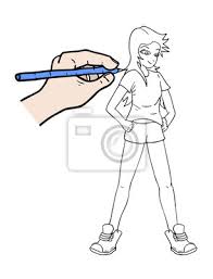 Madchen Zeichnen Leinwandbilder Bilder Comic Handzeichnung Hand Myloview De
