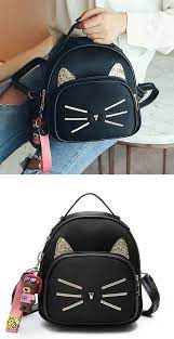 cute small kitten bag cat sequin women s pu mini animal backpack womens backpack bags girls bags