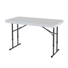 Adjustable Height 4 Foot Commercial Folding Table With White Hdpe Top Folding Table Adjustable Height Table Table