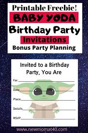 May the 4th be with you! Free Printable Baby Yoda Birthday Party Invitations New Mom At 40 Birthday Party Invitations Yoda Party Party Invitations